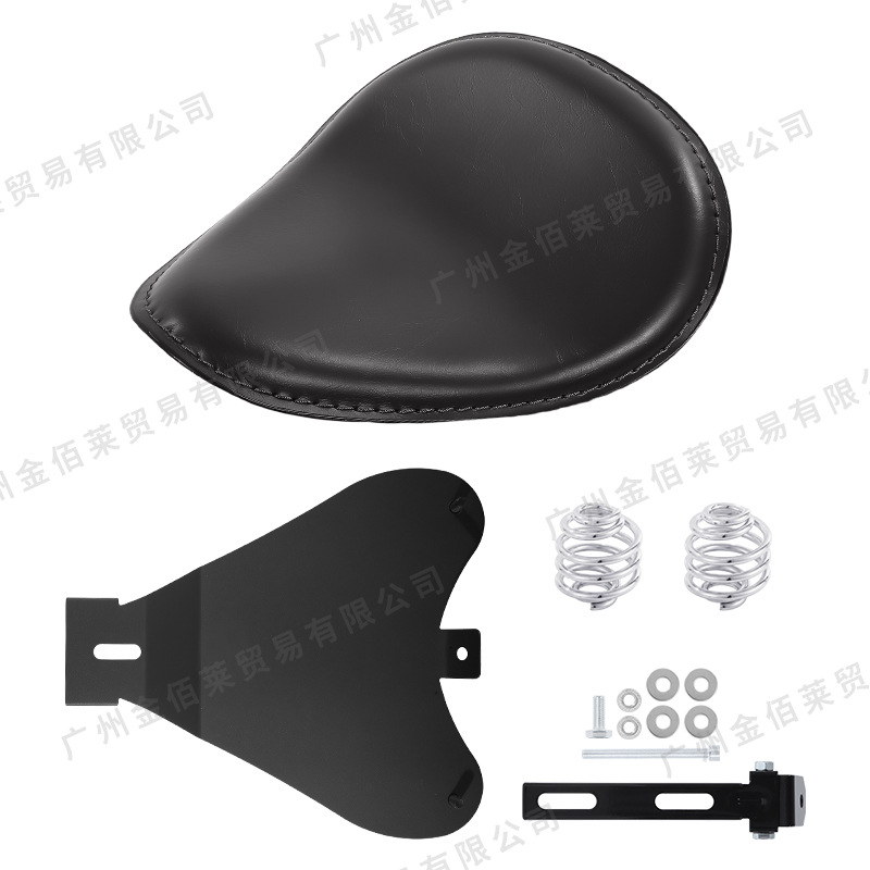 Modified Spring Seat – Ha Lei Electric car cushion - pu-leather-black-seat-short-round-spring-chrome-plated-bracket