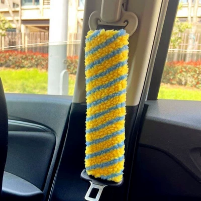 Car Couple Decoration, Seat belt shoulder pad - simple-style-blue-and-yellow-pattern-shoulder-pads-1