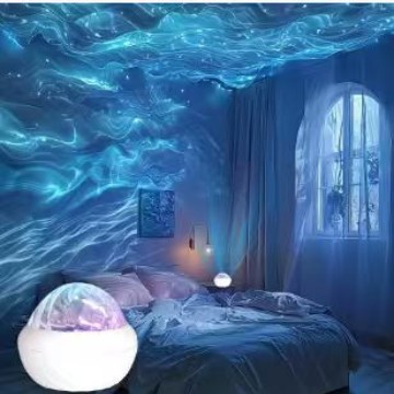 跨境水波纹星空顶小夜灯女生床头卧室极光动态夜灯星空投影灯