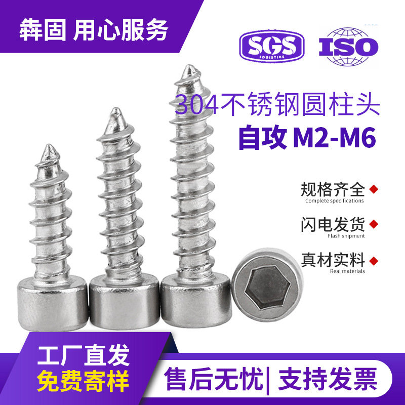304不锈钢杯头内六角自攻螺丝圆柱头自攻钉HA自攻螺丝钉M3/M4/M6