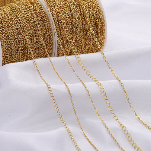 14K Gold-Plated Colorful Beaded Chain with Tassel O-Ring Chain Extender for DIY Necklace Bracelet Earring Material