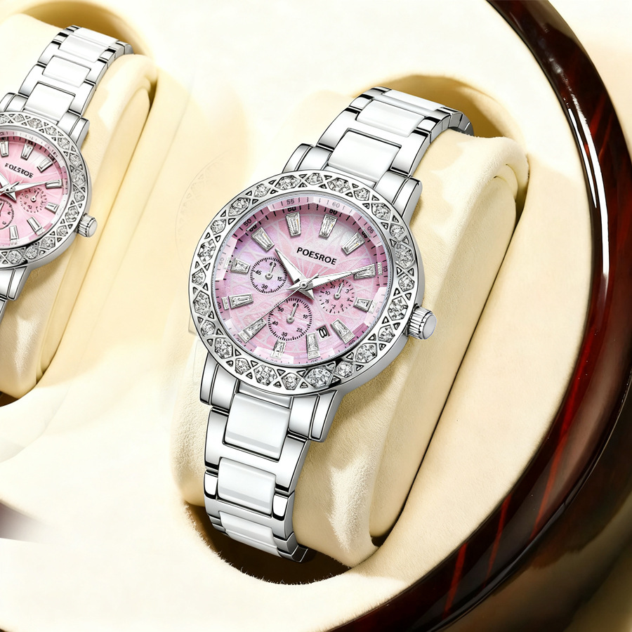 陶瓷女士手表时尚梦幻蝴蝶轻奢百搭腕表学生职场防水镶钻石英表