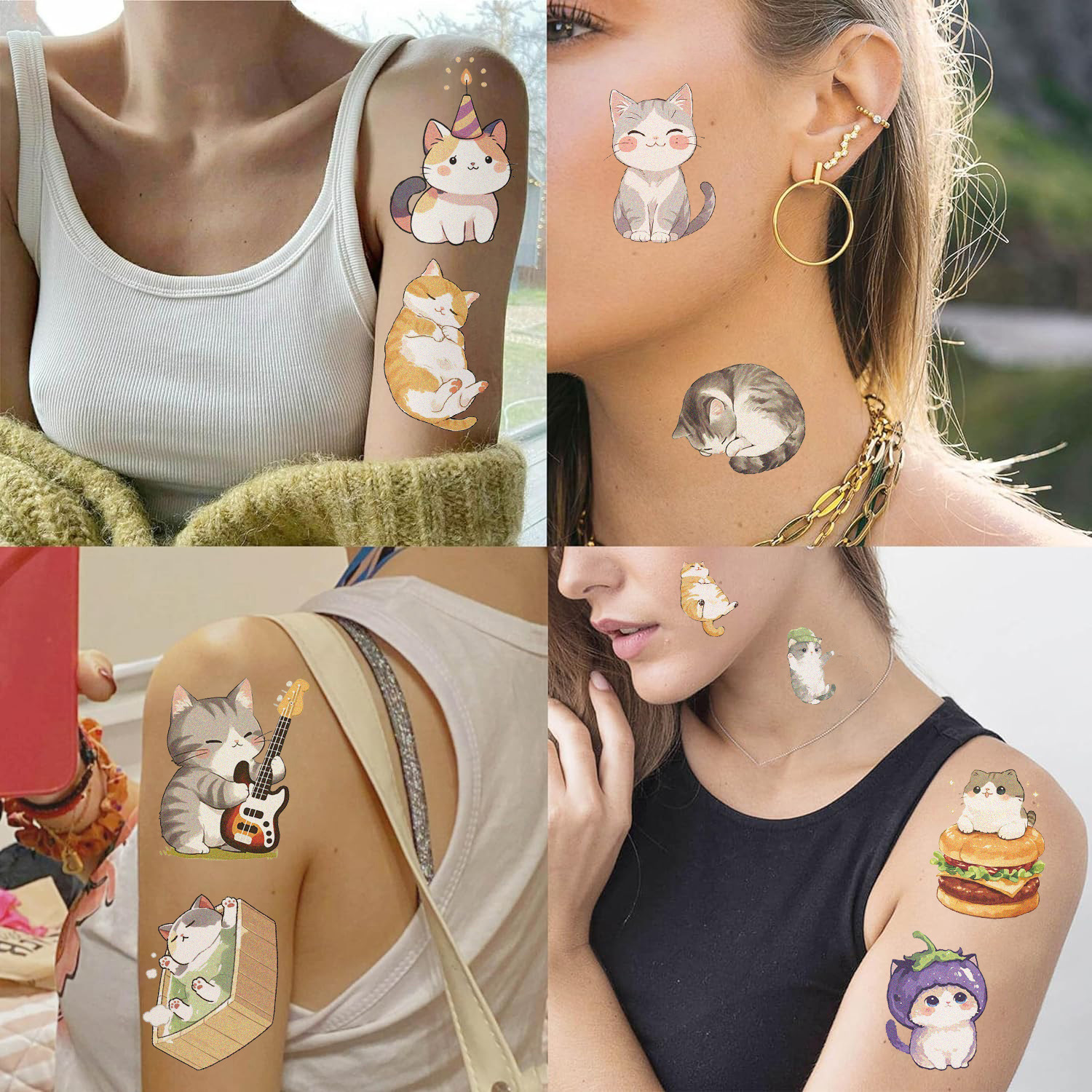 21g Weight tattoo stickers Event & Party Supplies 10 PCS/Package Quantity Party Occasion Transfer decal Material Cat Pattern Cat Transfer Decal Tattoos & Body Art 10 PCS/Package 6