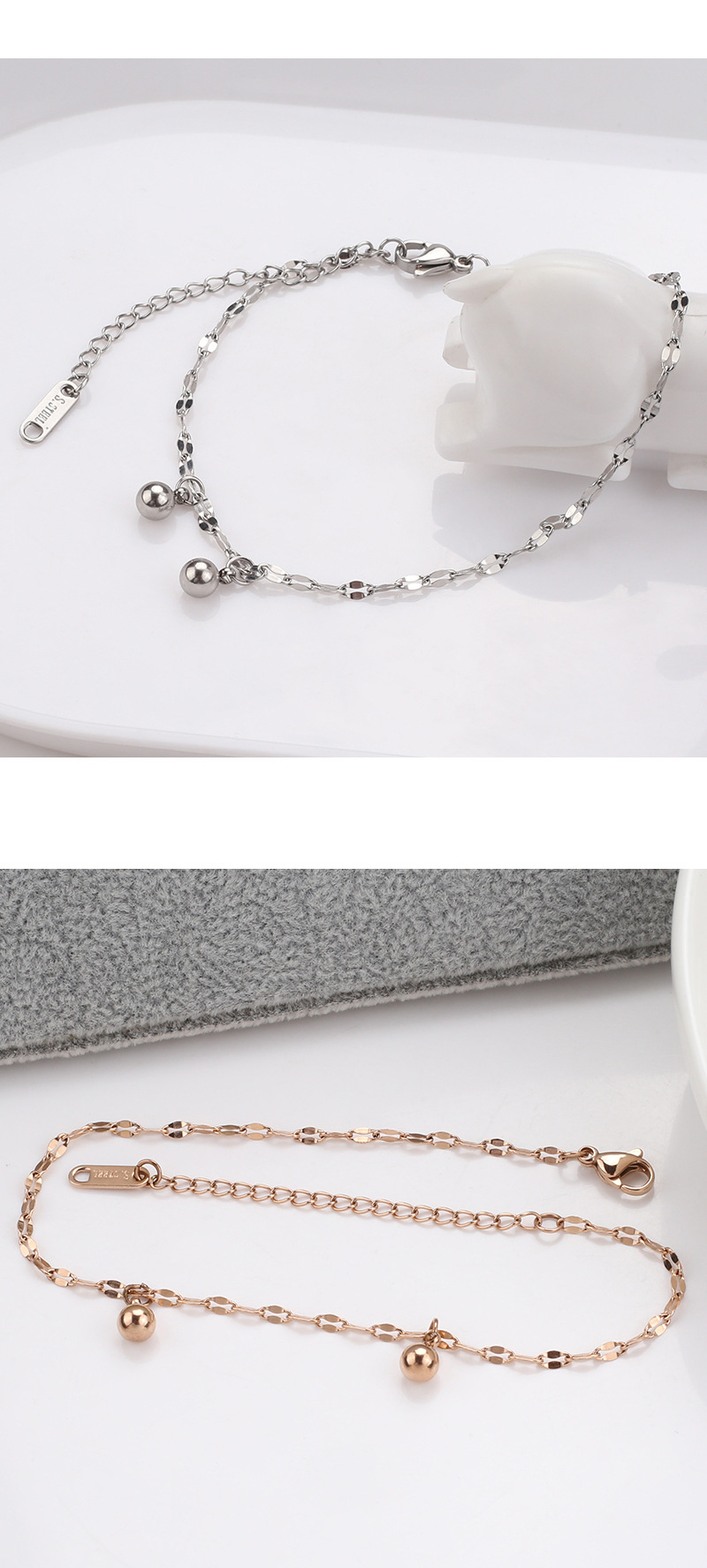 Simple Style Round Stainless Steel Women's Anklet display picture 3