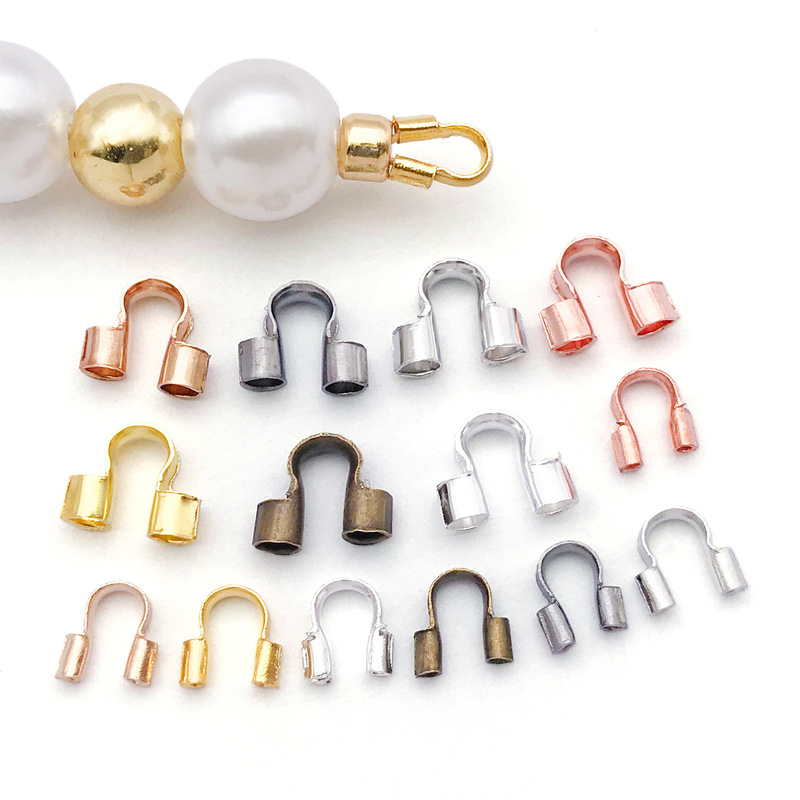 Copper U-Shaped Positioning Tube Horseshoe Wire Protector Connector DIY Jewelry Accessories Bracelet Necklace Finishing Fixing Material