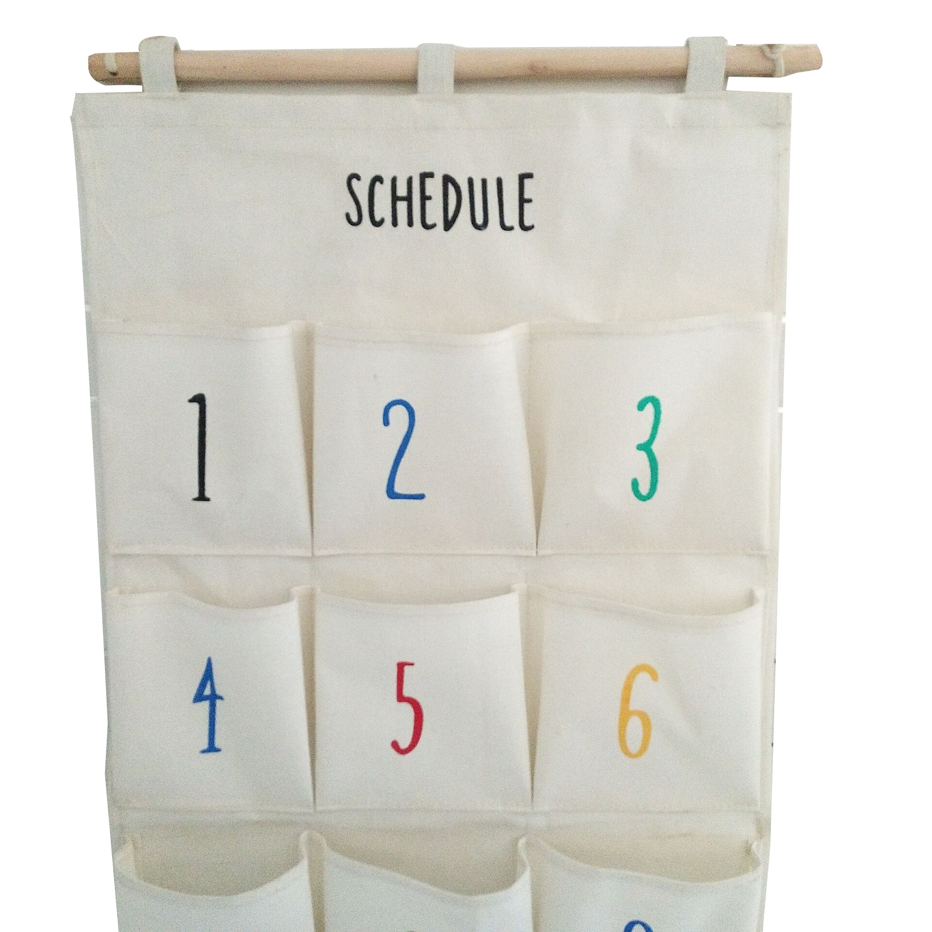 Algodón creativo y tela de lino 12-Pocket Color digital de almacenamiento en el hogar colgando de la pared bolsa de almacenamiento de suministros para el hogar colgando bolsa