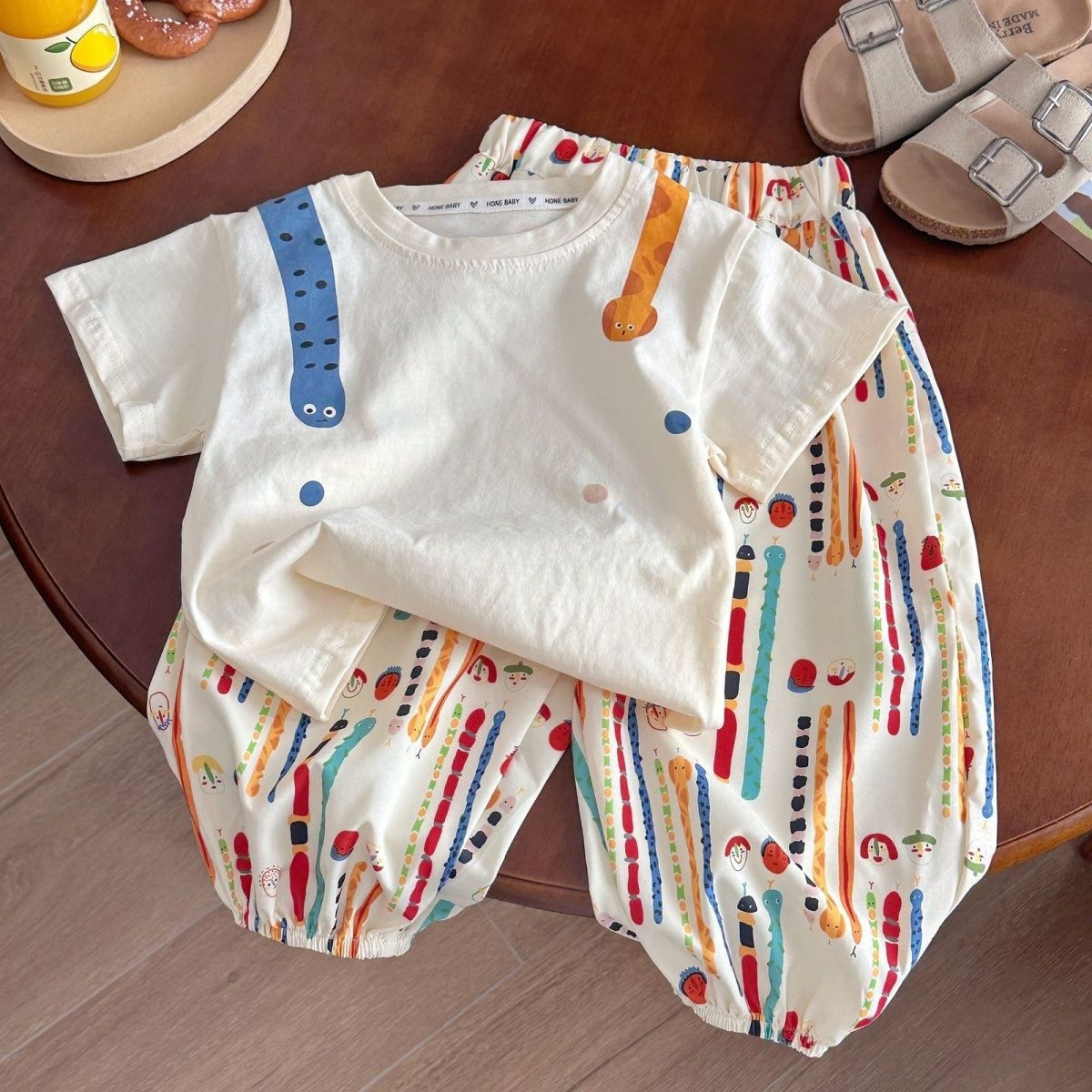 Girls Suit Summer Style Kidsren's 2025 Baby Girl Summer Dress New T-Shirt Korean Version Snake Pants Two-Piece Set