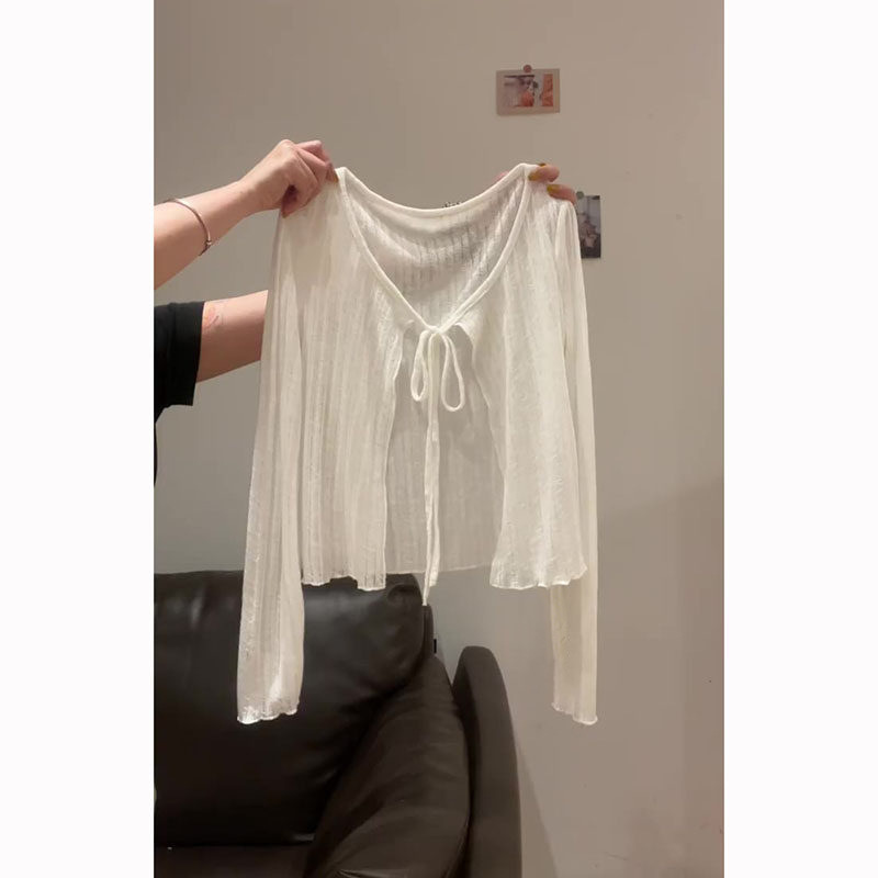 Plus-Size White Ice Silk Sun-Protective Cardigan for Women in Summer, Paired with a Slip Dress, Thin Shawl Cover-Up Jacket