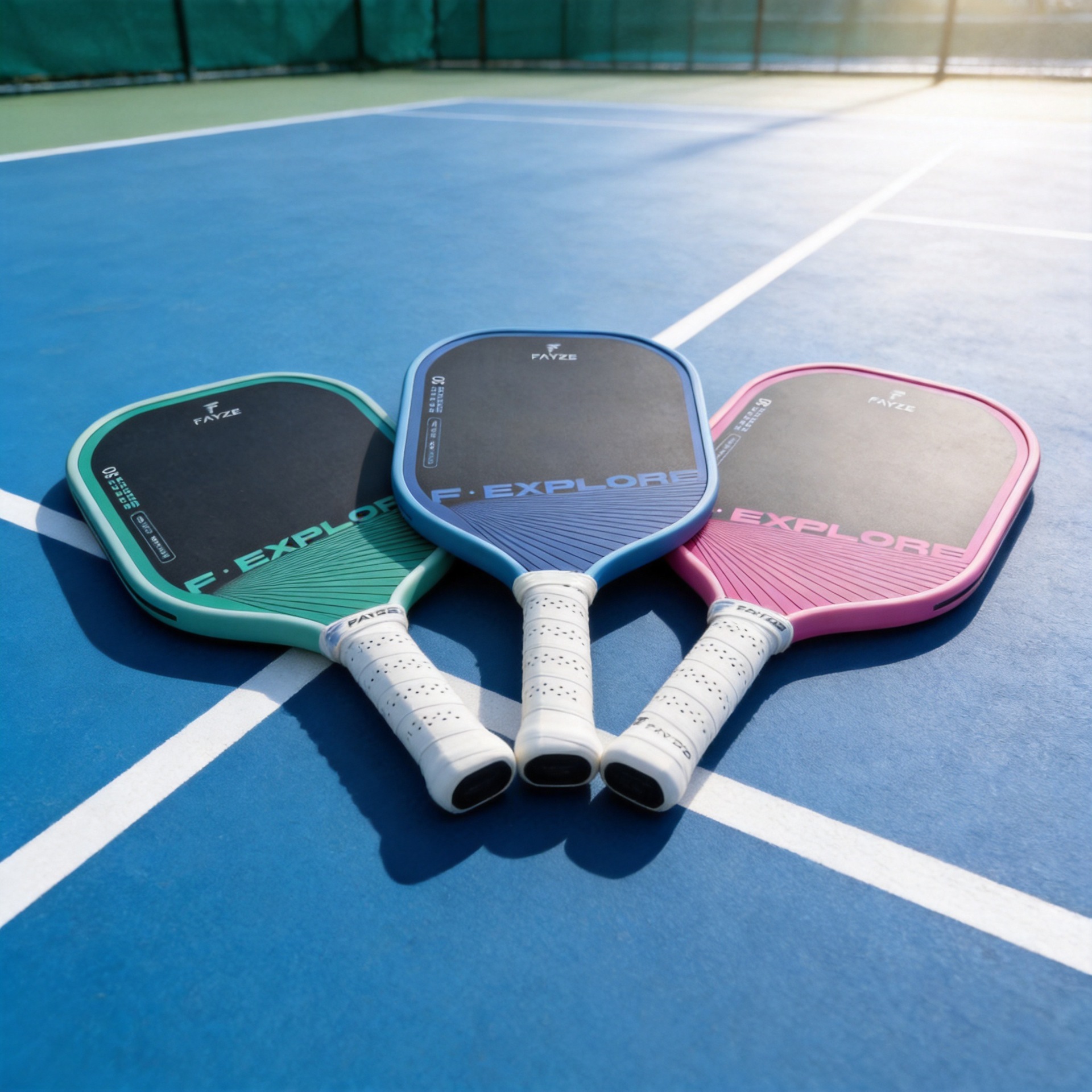 FAYZE carbon fiber pickleball racket, featuring a honeycomb core, available in three colors, for outdoor sports