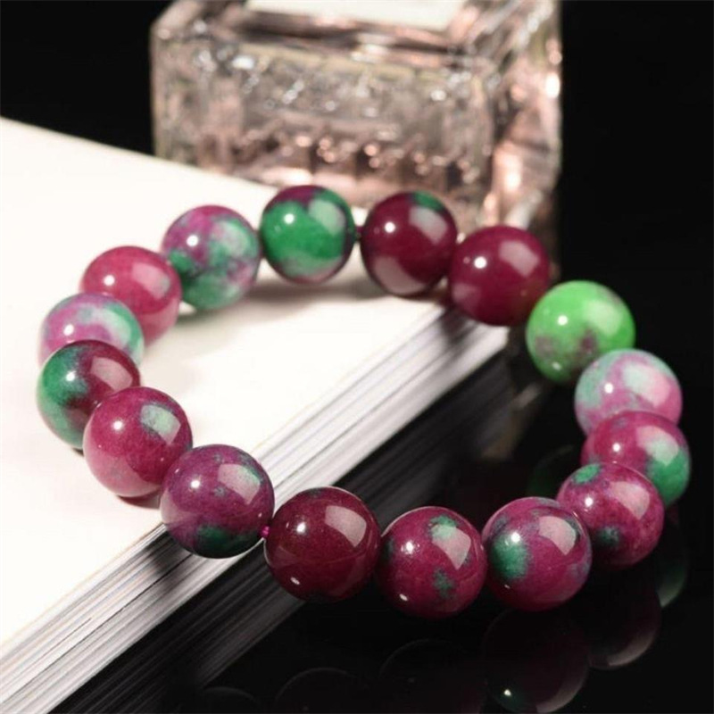 紅綠寶手鍊 七彩玉石寶石手串 彩寶玉器玉手串批發直播貨源禮品