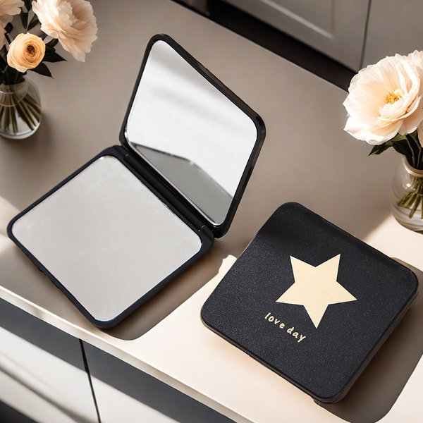 Portable small double-sided handheld folding mirror for students