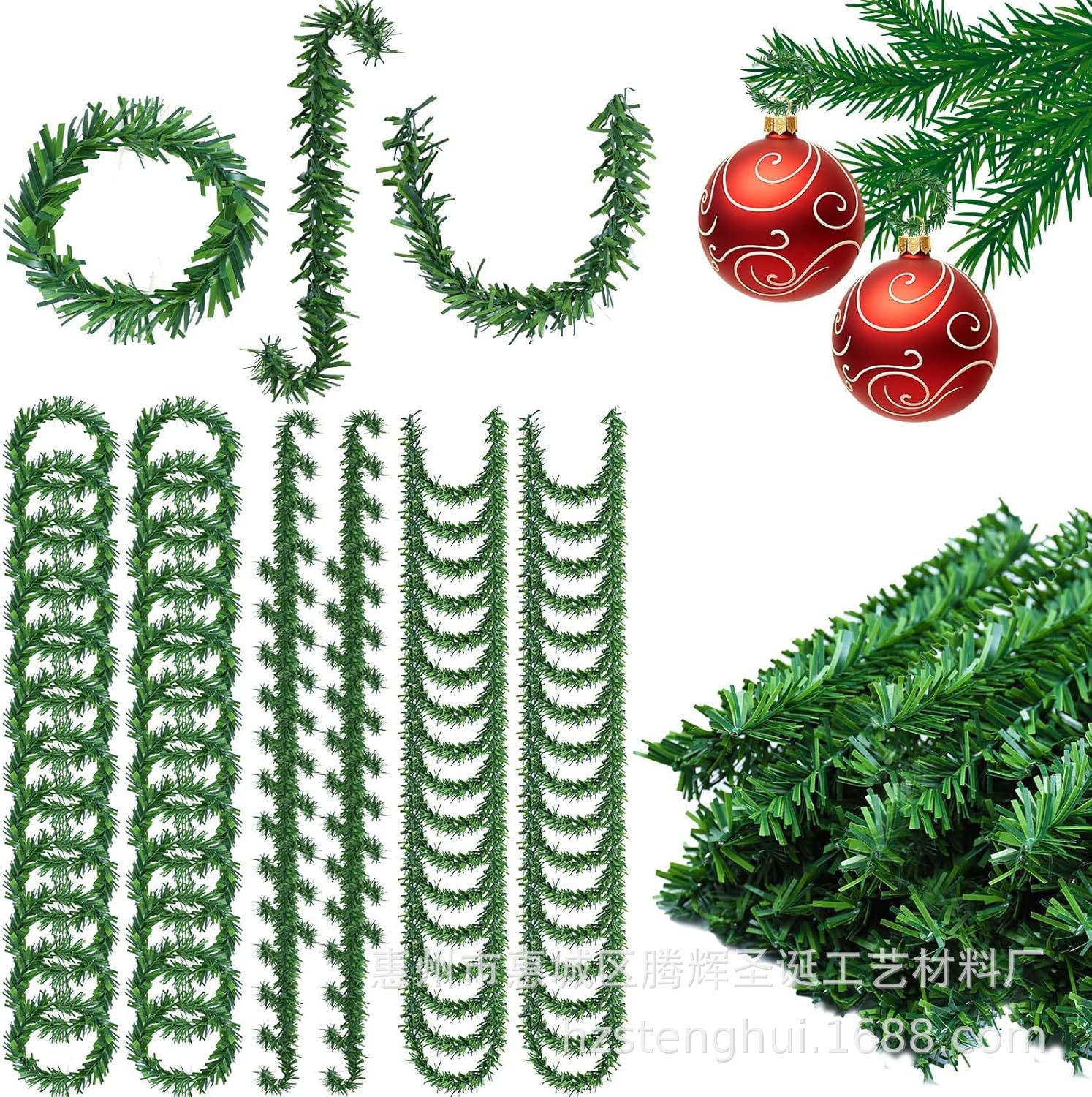 PVC Christmas Vine Christmas Decoration Hook Artificial Pine Needle Decorative Twist Tie Green Elastic Garland Hanging Decorative Rope