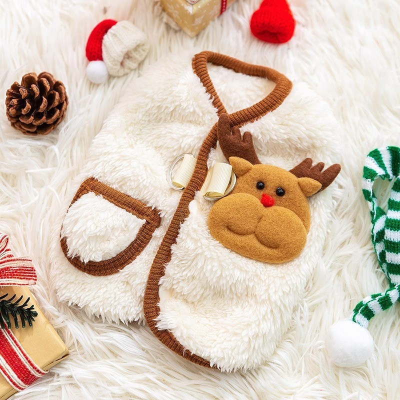 Otoño e invierno cachorro navidad chaleco de dos patas mediano y pequeño perro abrigo de terciopelo abrigo de gato gratis bufanda ropa para mascotas