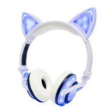 跨境電商銷售 原廠現貨批發貓發光充電款頭戴式折疊兒童耳機