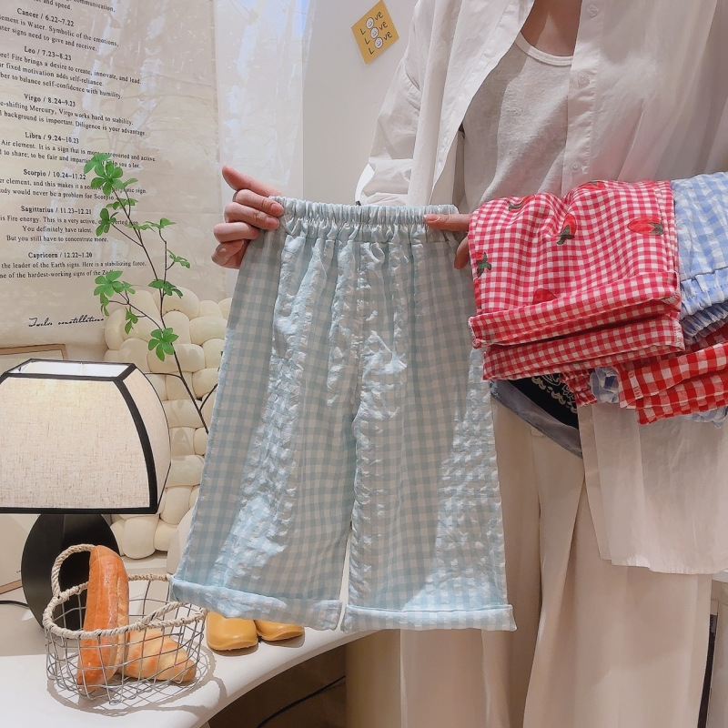 체크무늬팬츠-민트그린