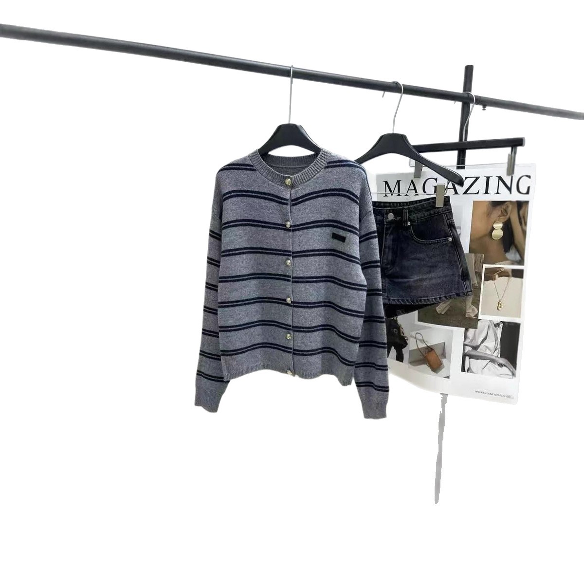 Cardigan En Laine Rayé Pour Femme Style Mode Chic Et Polyvalent_voghion.com