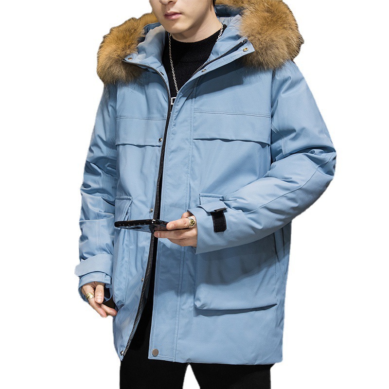 Men's Clothing cotton jacket with hood and raccoon fur collar new winter jacket_voghion.com