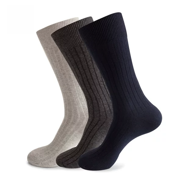Foreign trade socks European and American autumn and winter large size stockings men's socks striped combed cotton double needle men's socks manufacturers wholesale