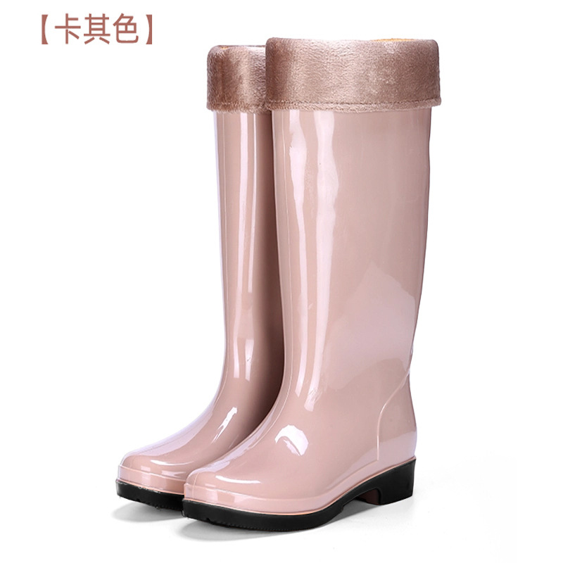 Zapatos de lluvia de barril alto para mujeres adultas, zapatos de lluvia antideslizantes, cocina impermeables, zapatos de goma, zapatos de agua, botas de lana, calentamiento de cuatro estaciones