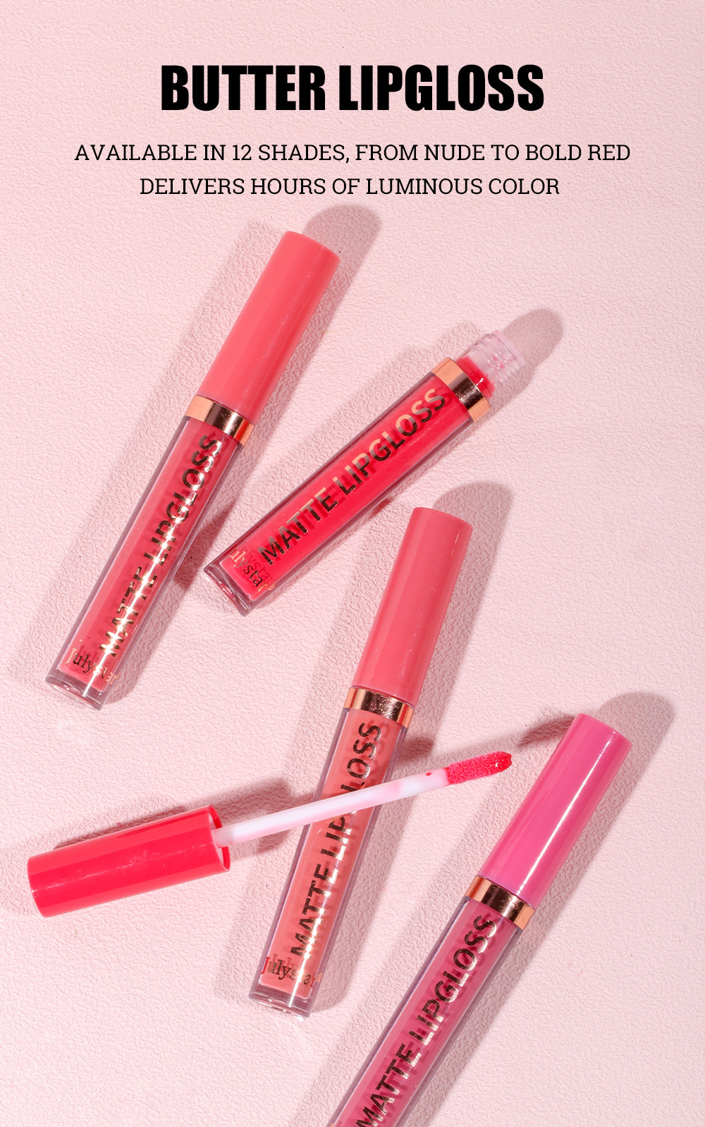 carina Set di rossetti perlescenti idratanti a lunga tenuta con gloss ad acqua, specchio naturale tridimensionale e non sbiadiscono_voghion.com