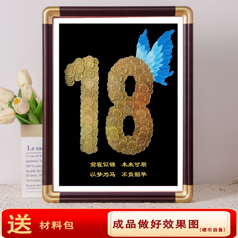 18-Year-Old Creative Commemorative Five-Cent Coin Photo Frame Butterfly Coming-Of-Age Gift Handmade DIY Wall Hanging for Best Friend's Birthday 18-Year-Old Creative Commemorative Five-Cent Coin Photo Frame Butterfly Coming-Of-Age Gift Handmade DIY Wall Hanging for Best Friend's Birthday