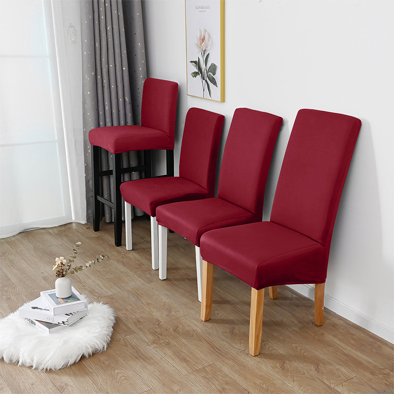 Cubierta de silla elástica de un solo molino de seda de leche transfronteriza Cubierta de silla de comedor de hotel de color sólido 150gsm Cover de comercio exterior