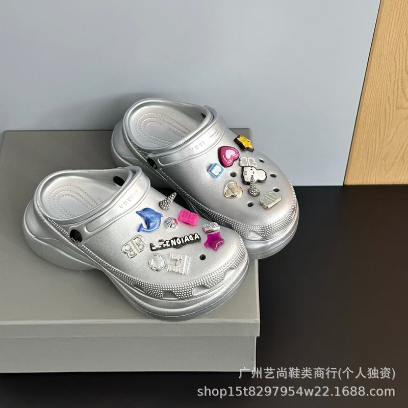 Foreign Trade High-End Version 25 New B Family Paris Style Thick-Soled Baotou Women's Sandals One-Leg Casual Beach Clogs