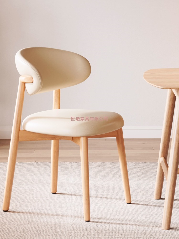 Log-Style Dining Chair, Home Backrest Chair, Imitation Solid Wood Light Luxury High-End Stool, New Restaurant Dining Table Chair Backrest Stool