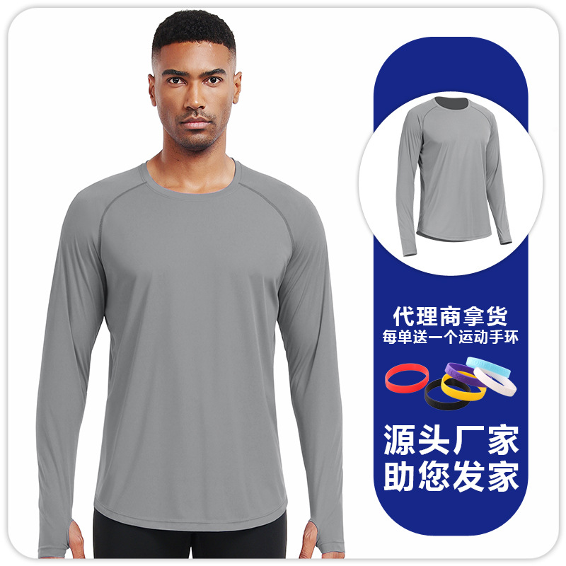 B5017 hombre de mangas largas correr yoga ropa de fitness transpirable sudor de pesca chaqueta de protección solar al aire libre