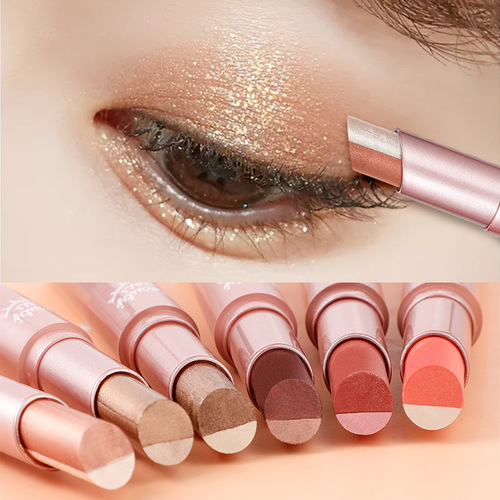 Cahill gradient two-color eye shadow pen is waterproof and sweat-proof and not easy to smudge. Pearlescent fine shimmer lazy eye shadow stick