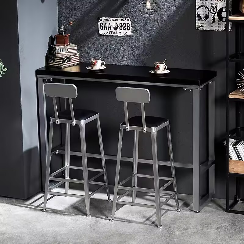Nordic Solid Wood Bar Table Home Simple Modern Balcony Wall Narrow Table Bar Goblet Table Milk Tea Shop Table and Chair