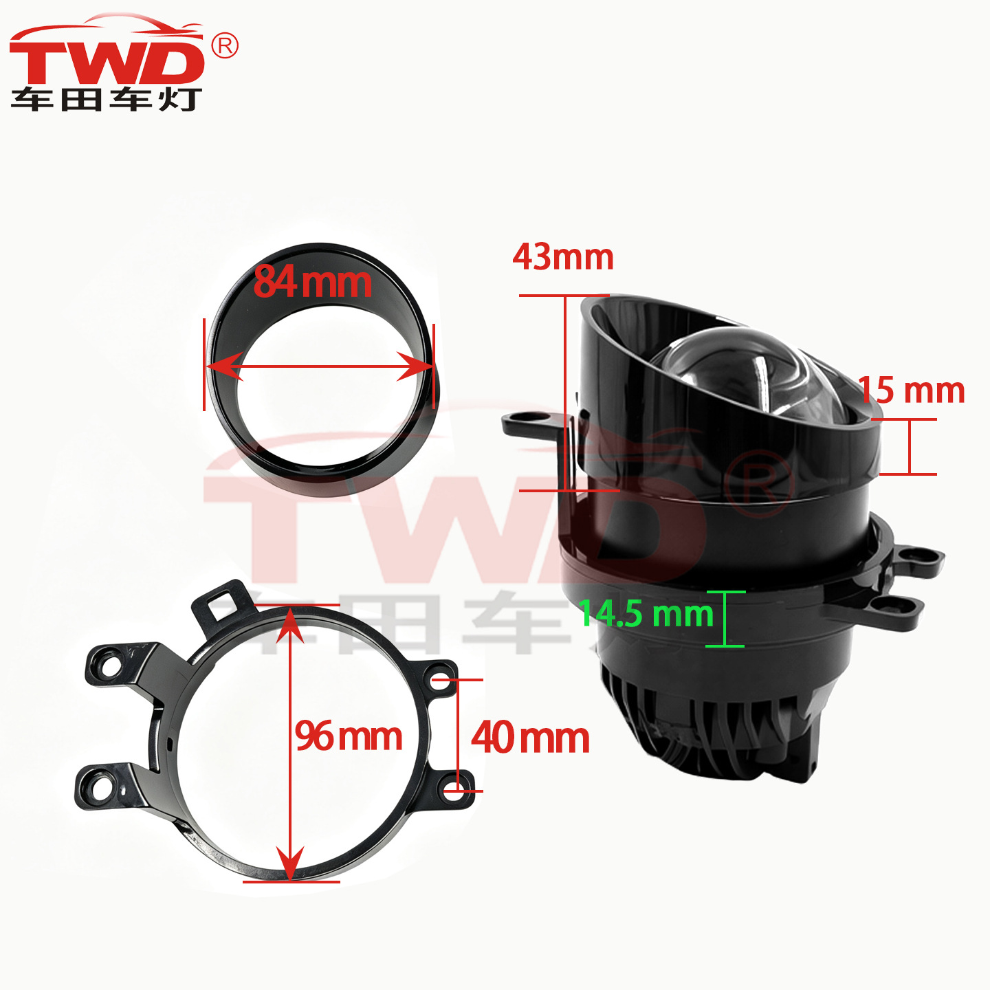TWD is suitable for Toyota Prius 2010-2013 fog light lens, special fog light bracket for specific vehicles 3.0inch