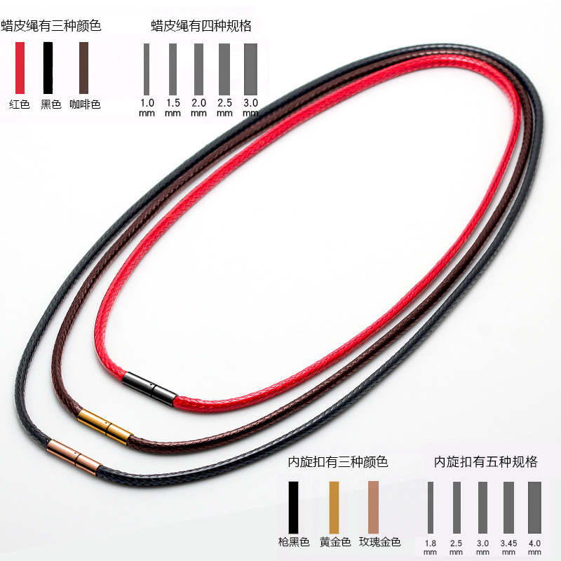 XD hebilla de acero inoxidable cera collar cuerda de cuero colgante de cristal Jade para hombres y mujeres