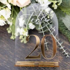 亚克力婚礼桌号牌带支架金色数字标志牌适用于接待生日、周年纪念