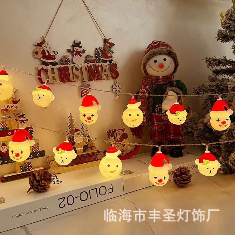 Cadena de luz LED transfronteriza de Navidad diseño de escena Santa Claus caja de la batería Cadena de luz árbol de Navidad luz decorativa