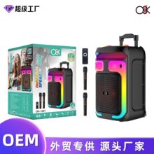 O8K 跨境新品OK-1231高配置无线双麦 12寸可滑行带轮拉杆蓝牙音箱