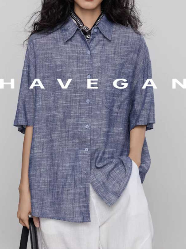 Áo sơ mi nữ linen tay ngắn phong cách cổ điển mới 2026 — màu xanh nhạt, màu sắc, màu xanh đậm, màu trắng