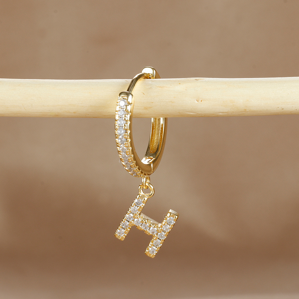 6g Weight Copper Ear Needle Material Zircon Inlay Material Charm Sleeper Hoop Earrings, Drop Earrings Classification 1 Piece Quantity Daily Occasion Copper Material Letter Pattern Unisex Gender Plating Design Casual Style 1 Piece Casual Letter Plating Copper Zircon Drop Earrings 28