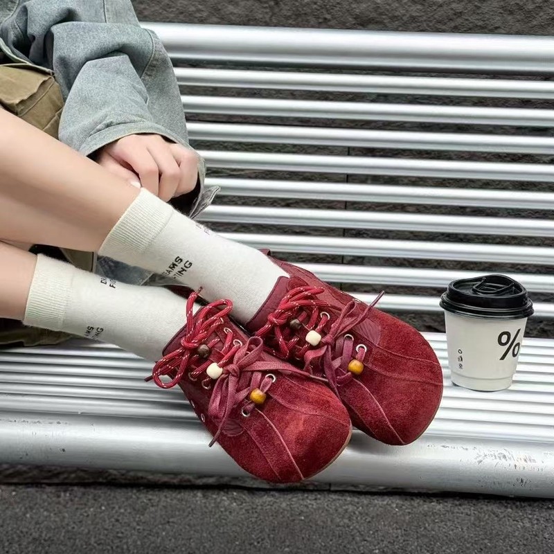 头层牛皮厚底德训鞋女2025年新款秋季休闲运动阿甘鞋复古小白板鞋|undefined