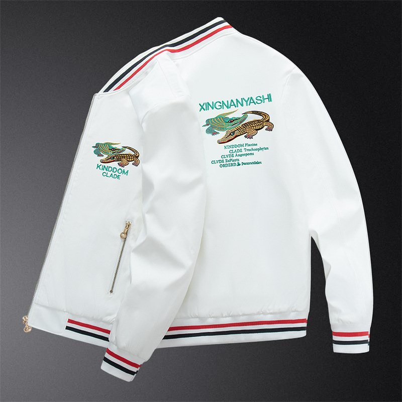 Double Crocodile Embroidered Fashion Brand Light Luxury Jacket Men's European and American Style Casual Jacket