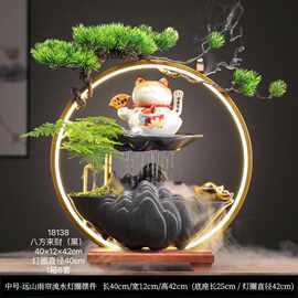 创意招财流水摆件客厅大象摆饰循环水喷泉办公室桌摆乔迁开业礼品
