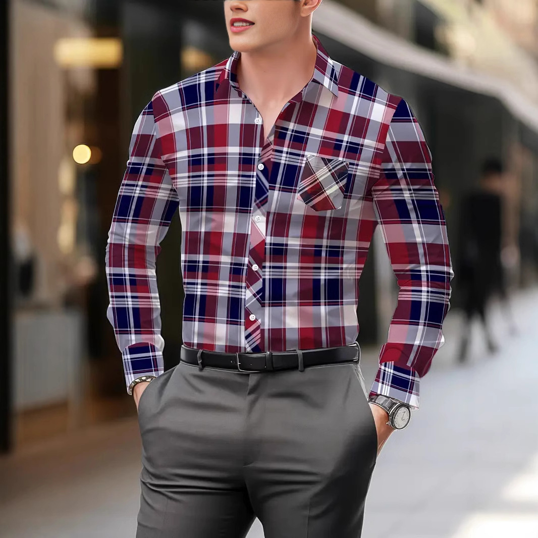 2024 verano personalidad hermosa nueva moda suelta y transpirable bolsillo camisa de manga larga para hombre MB12