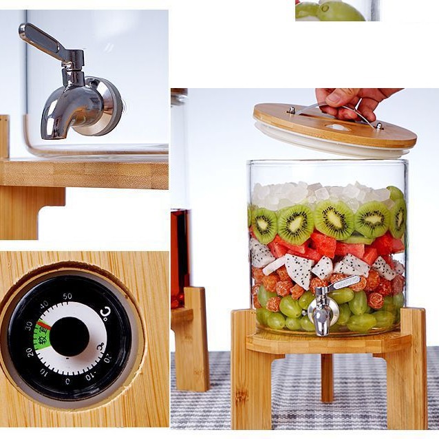 Nuevo barril de enzimas sellado de gran capacidad, jarra de vino de vidrio de borosilicato de alta resistencia para el hogar, preparador de jugos y vino de verano con grifo