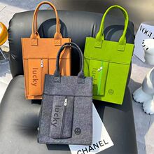 跨境毛毡包新款大容量字母学生补习补课单肩文件袋拉链美术手提包