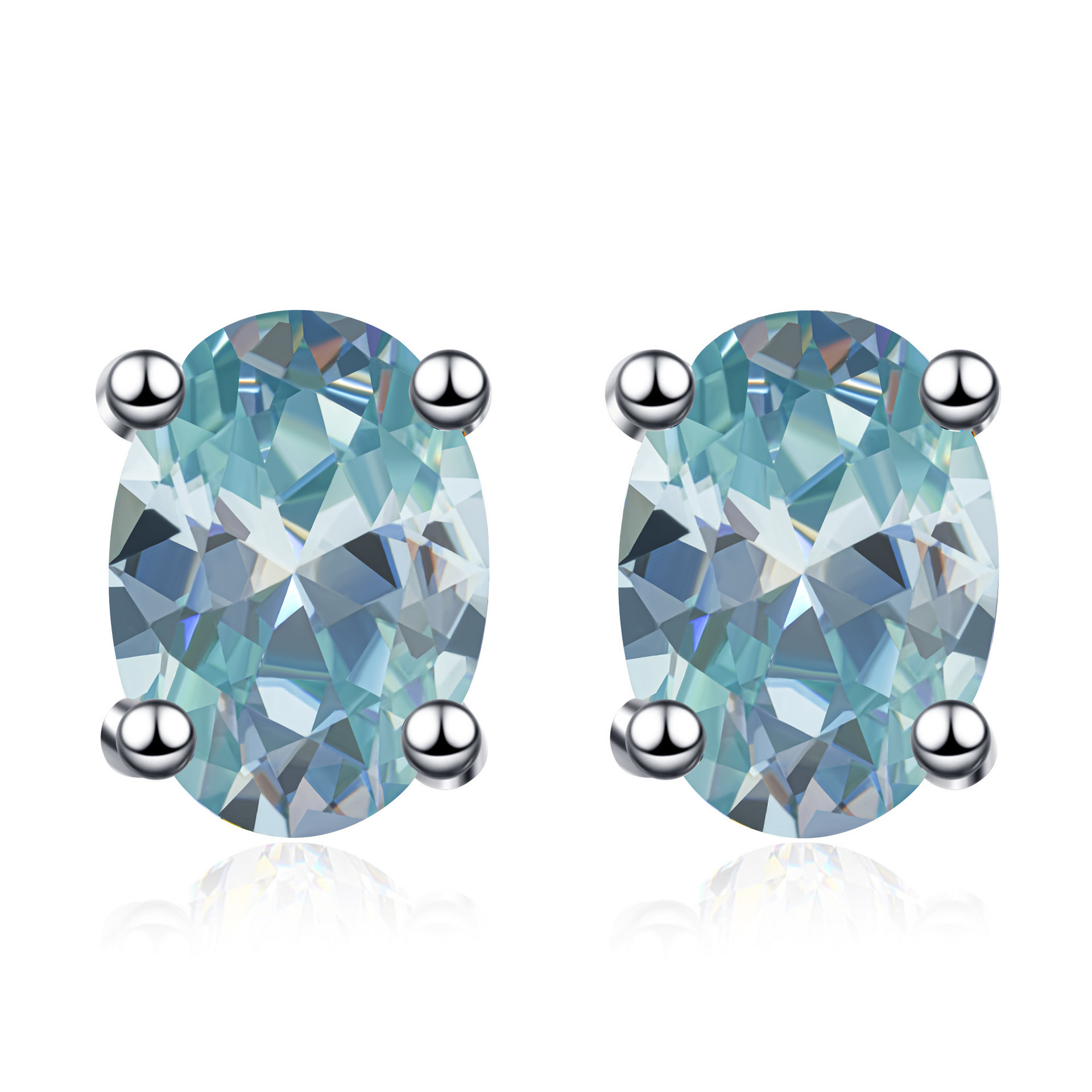 Color huevo 1CT moissanite orejetas rosa moissanite orejetas S925 joyería de plata esterlina exclusiva transfronteriza