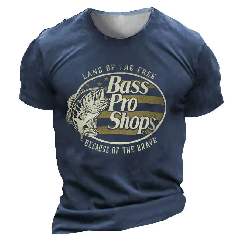 外贸跨境亚马逊上衣青年圆领普通男士休闲短袖海洋鱼类印花T恤