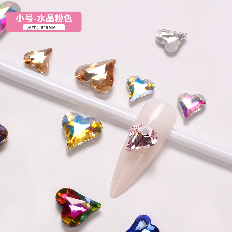 Explosiones japonesas en línea manicuría amor cristal color fantasía perforación de corazón de corazón de corazón gran taladro de cabeza de joyas de braza de la novia