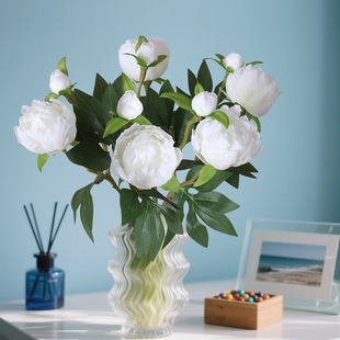 High -end 2 -headed peony peony simulation flower Chinese living room decorative flower dining table flower arrangement peony fake flower bouquet