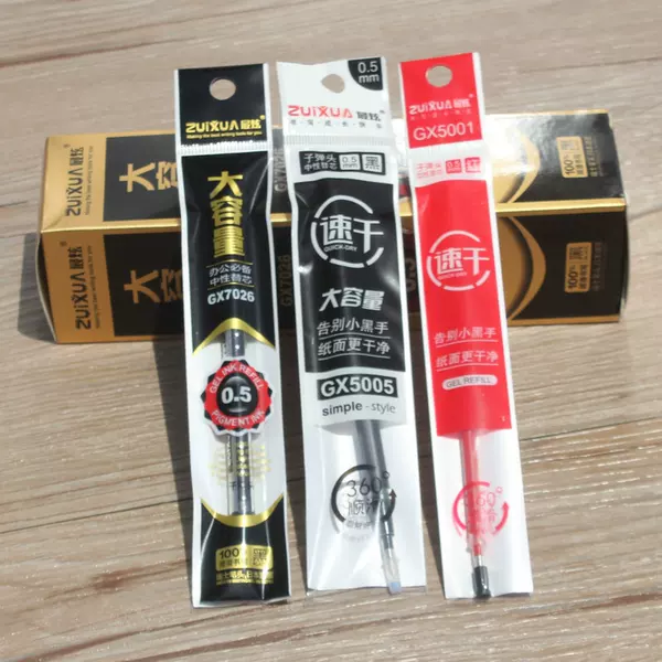 Zuixuan Large-Capacity Gel Pen Refill 0.5 Black Bullet Water Pen Refill Signature Pen Refill Stationery Wholesale
