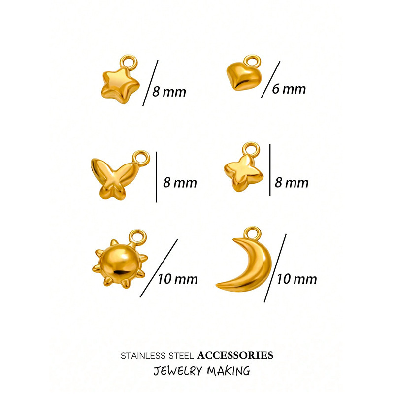 Moon Heart Five-Pointed Star Pendant Handmade DIY Jewelry Necklace Bracelet Jewelry Pendant Accessories Wholesale